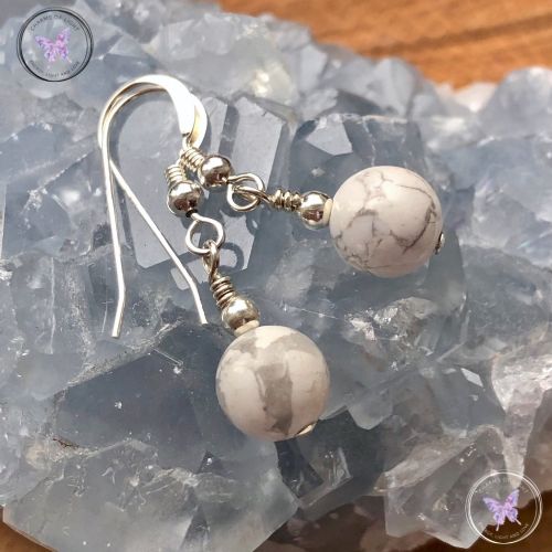 Classical Howlite Silver Earrings